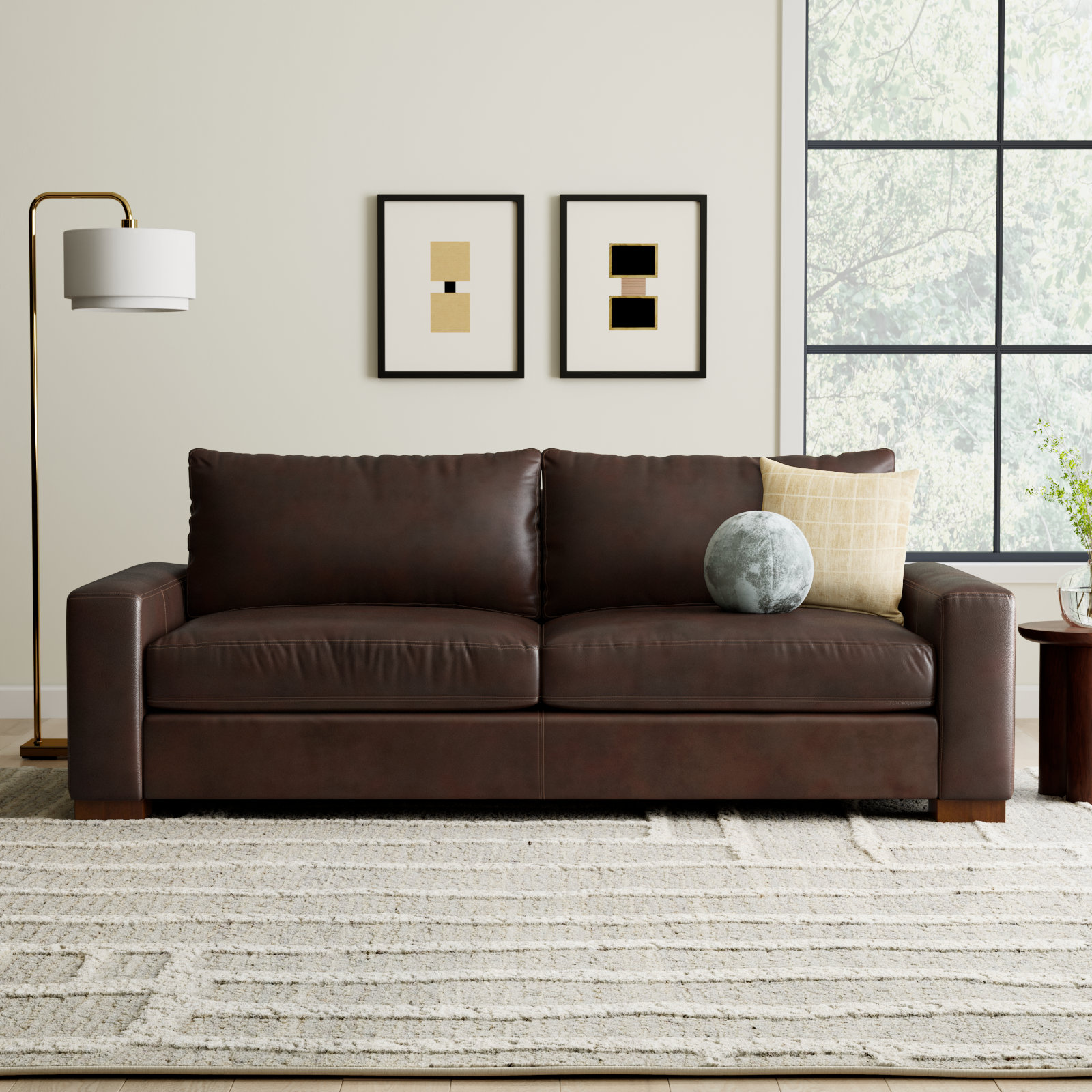 Jonie 91" Genuine Leather Sleeper Sofa , Bistro Rustic Genuine Leather