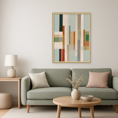 "Modern Geometric Color Blocks" par Nadjaa, reproduction d'art sur toile encadrée