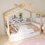 Cadre de lit en bois original en bois avec lit gigogne simple et bibliothèque pour enfants ou chambre d'amis
