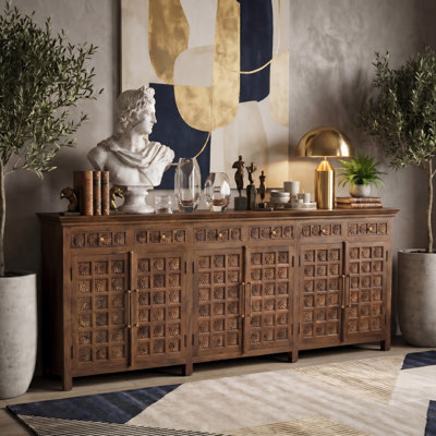 6-drawer 6-door Carved Solid Wood Sideboard