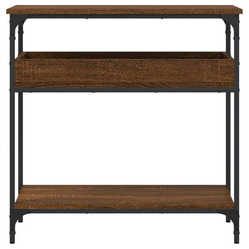 Wareesha Console Table, Brown Oak, 29.5" H x 29.5" W x 11.4" D 