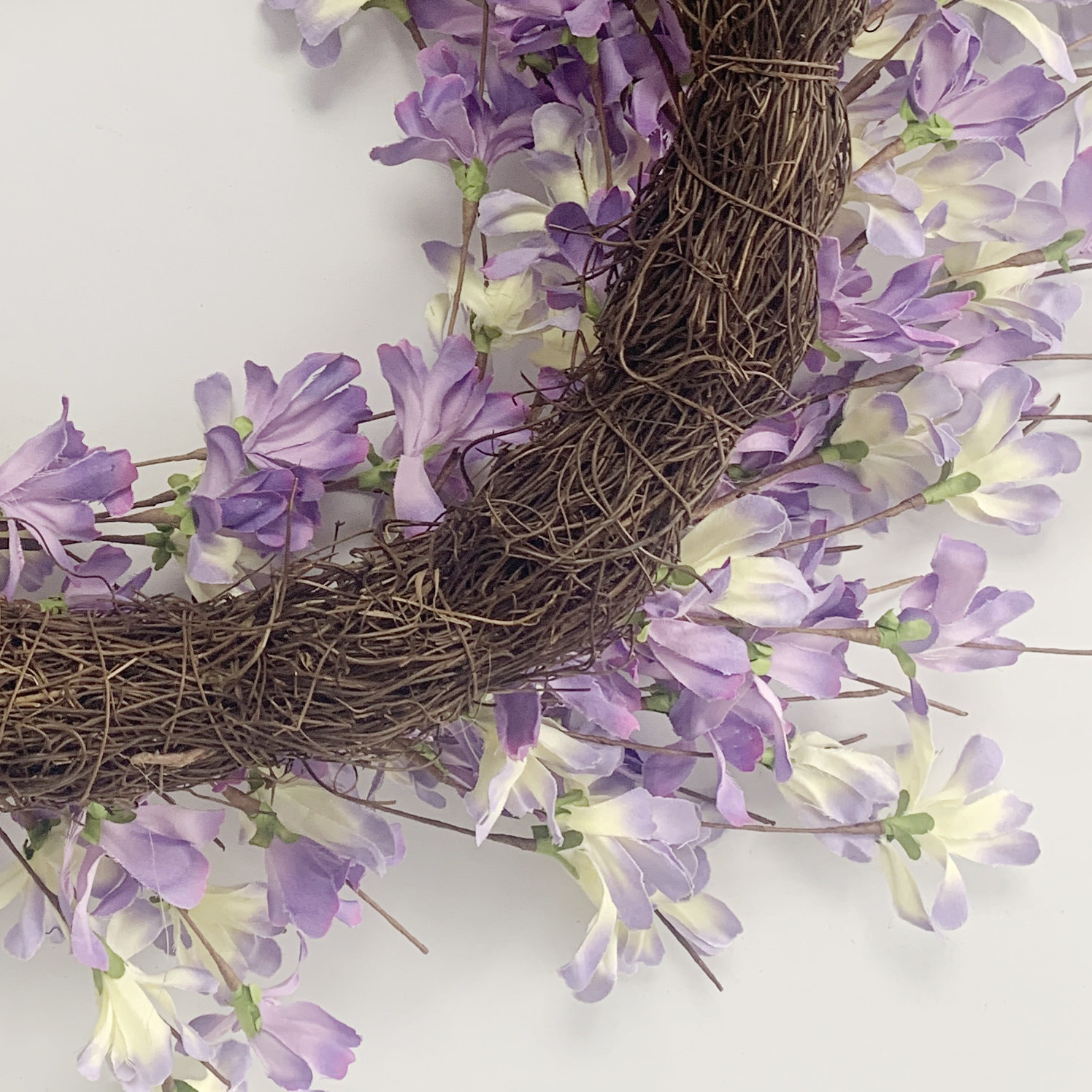 24" Handcrafted Forsythia No Holiday Wreath, Purple
