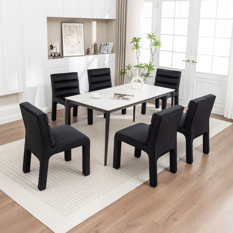 Cowger Velvet Upholstered Side Chair, Black