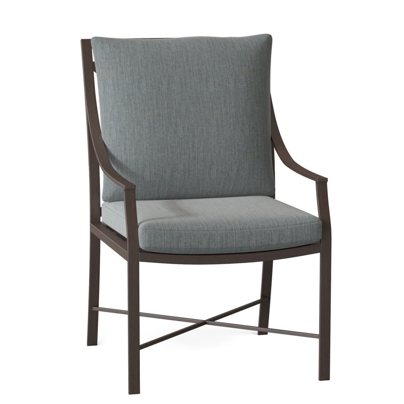 Monaco Patio Dining Armchair with Cushions, Slate Gray, Rollo Silver InsideOut® Linen, Welt