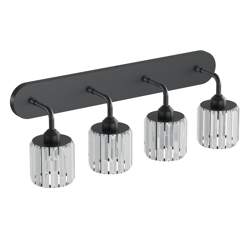 Dimmable Bathroom Vanity Light, Matte Black, 4 Lights