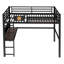Grand lit mezzanine en métal avec bureau, panier de rangement-194727513