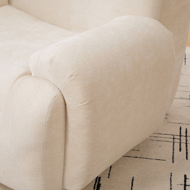 Fauteuil d'appoint surdimensionné avec tissu chenille, Chenille beige, Beige