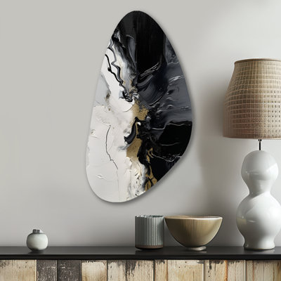 Black Textured Splash Paint Art I - Abstract Painting Fall Shape Assymterical Metal Wall Art