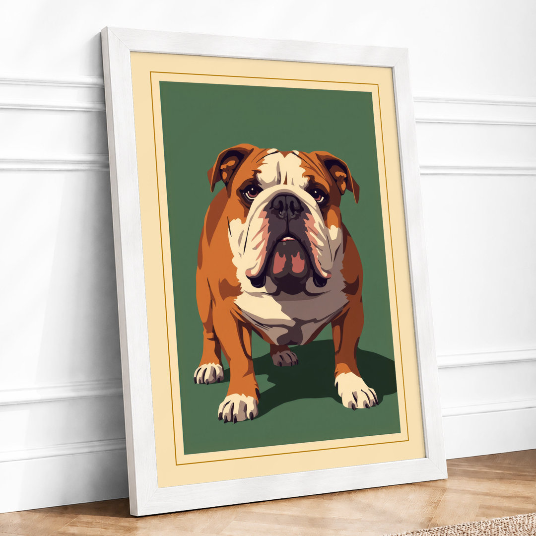 English Bulldog Portrait Vintage - Framed Print