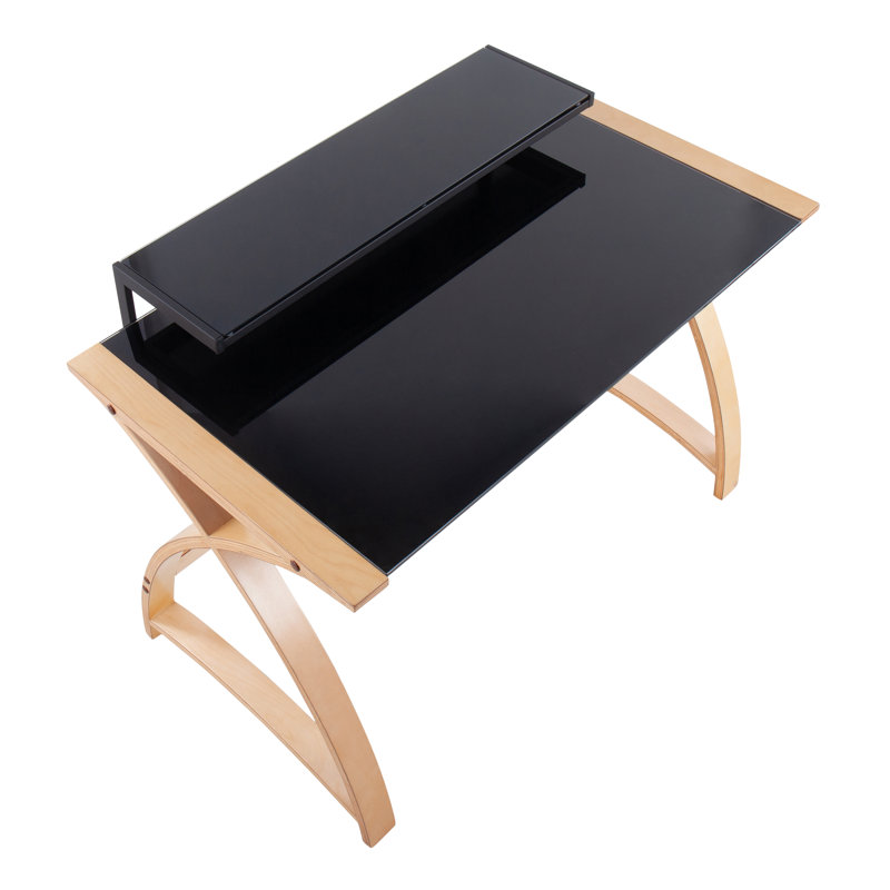Cinna Glass Top Writing Desk, Black/Natural