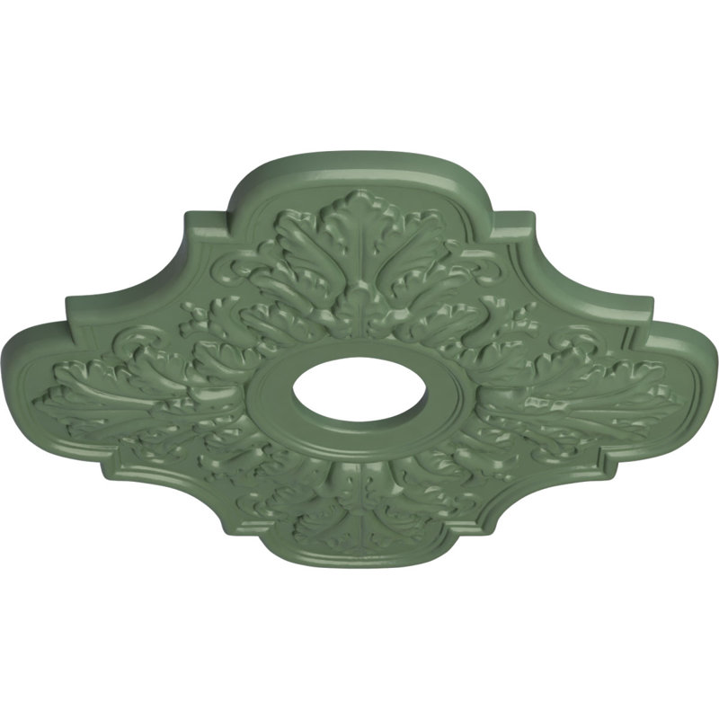 Médaillon de plafond Endalathane Peralta, P 17 3/4 po x P 3 3/4 po x P 1 po (convient aux auvents jusqu'à 4 5/8 po), fini vert athénien peint à la main