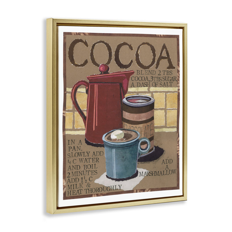 «Hot Cocoa Recipe», art mural encadré flottant par Nancy Overton, Cadre flottant métallique doré, H 21 po x l 17 po