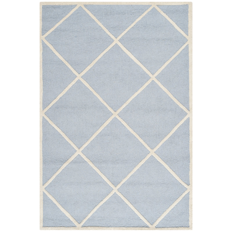 Sanyla Hand Tufted Wool Geometric Rug, Rectangle 4' x 6'
