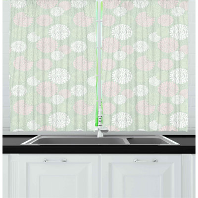 No Pattern and Not Solid Color Pointed Kitchen Curtain