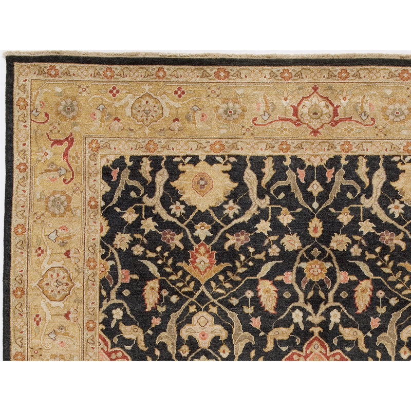 Hand-Knotted Black Wool Rectangular Rug, 70" x 18"