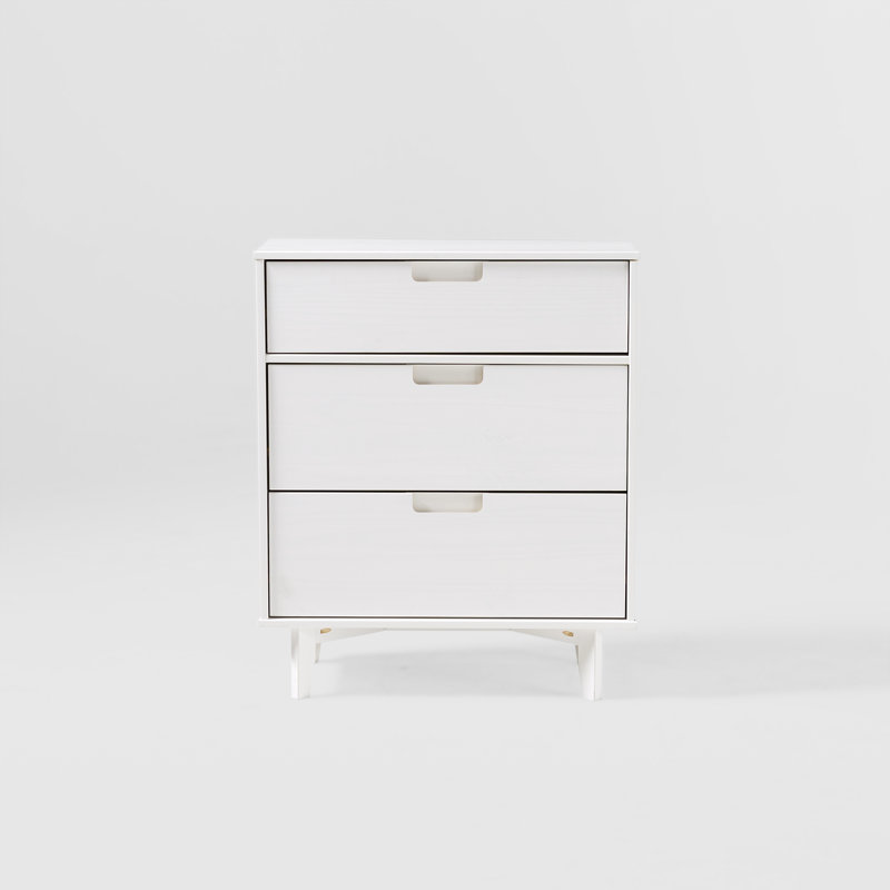 Tennyson 3 Drawer 76Cm W Solid Wood Chest Of Drawers, White
