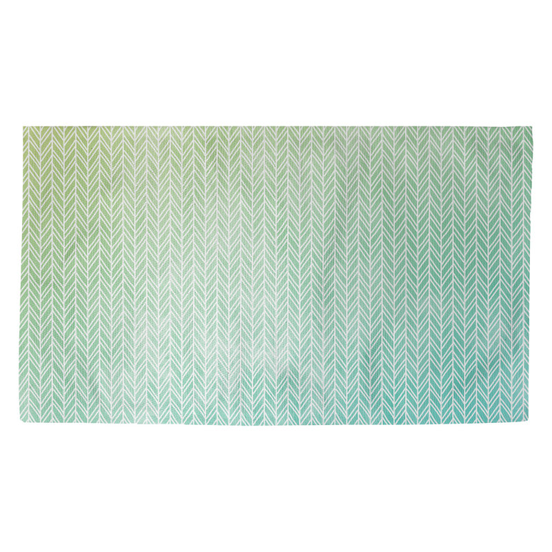 Tapis bleu/jaune chevrons Avicia, Rectangle 3 pi 3 po x 5 pi 3 po