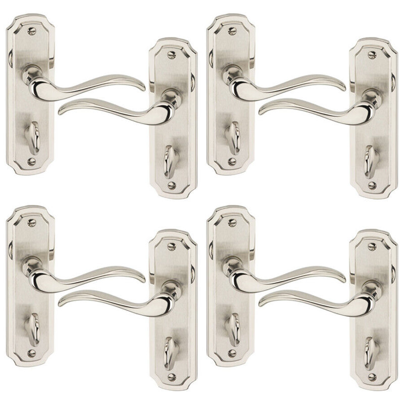 Door Handle, Satin Nickel Bathroom