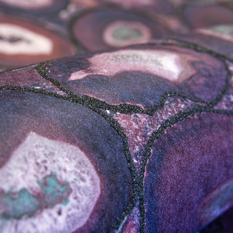 Pepper Glass Bead Finish Geometric Filo Stone Wallpaper Roll, Purple