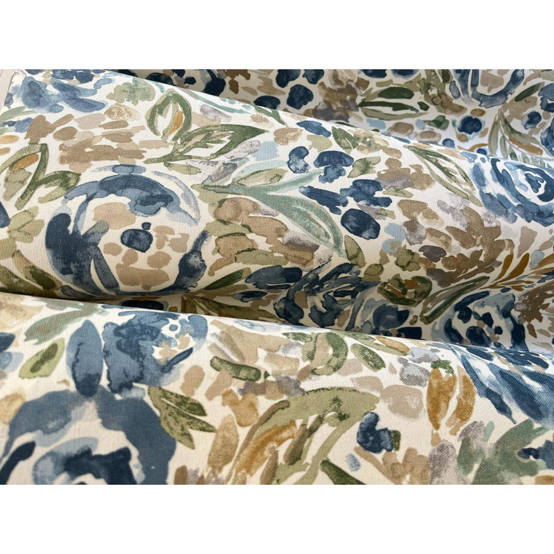 Rideaux floraux bleus et verts, L 50 po x L 60 po