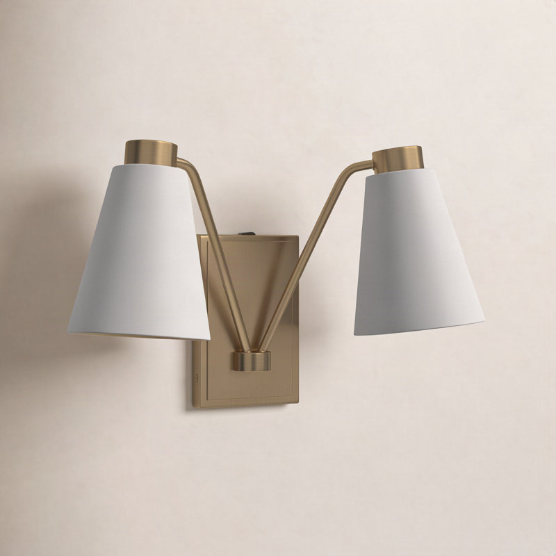 Alyra 2 - Light Dimmable Armed Sconce in White Brass, White Brass