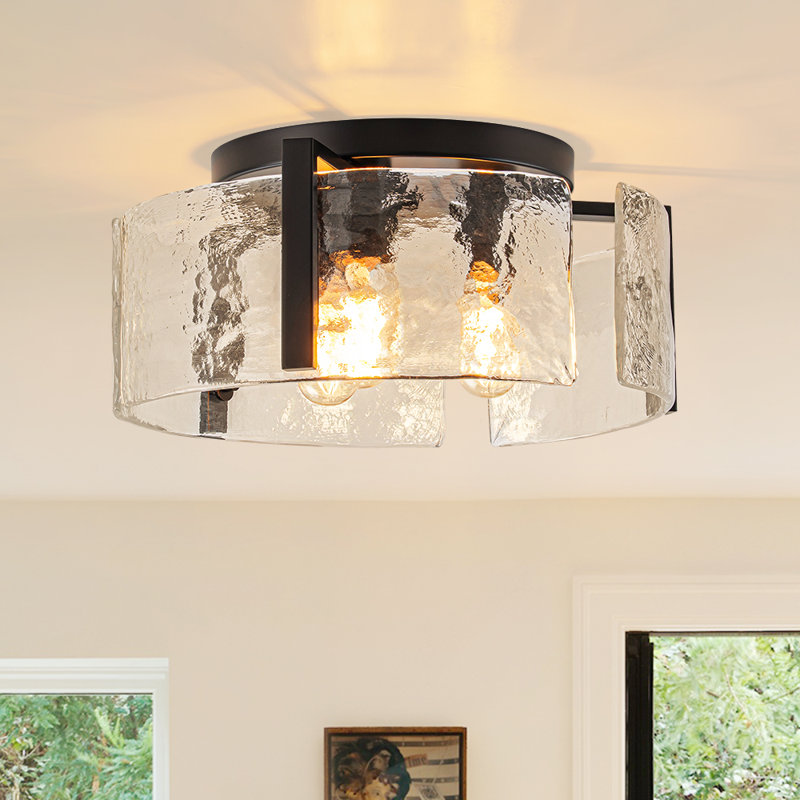 Plafonnier semi-encastré 3 lumières, Noir mat