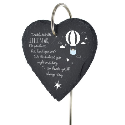 Boarisch Waterproof Slate Heart Grave Marker People Memorial Plaque