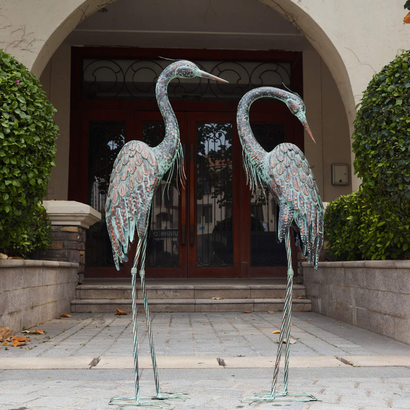 Statue de jardin en métal Crane