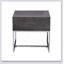 Table de bout rectangulaire moderne avec tiroir spacieux et base en métal chromé, parfaite pour un rangement élégant