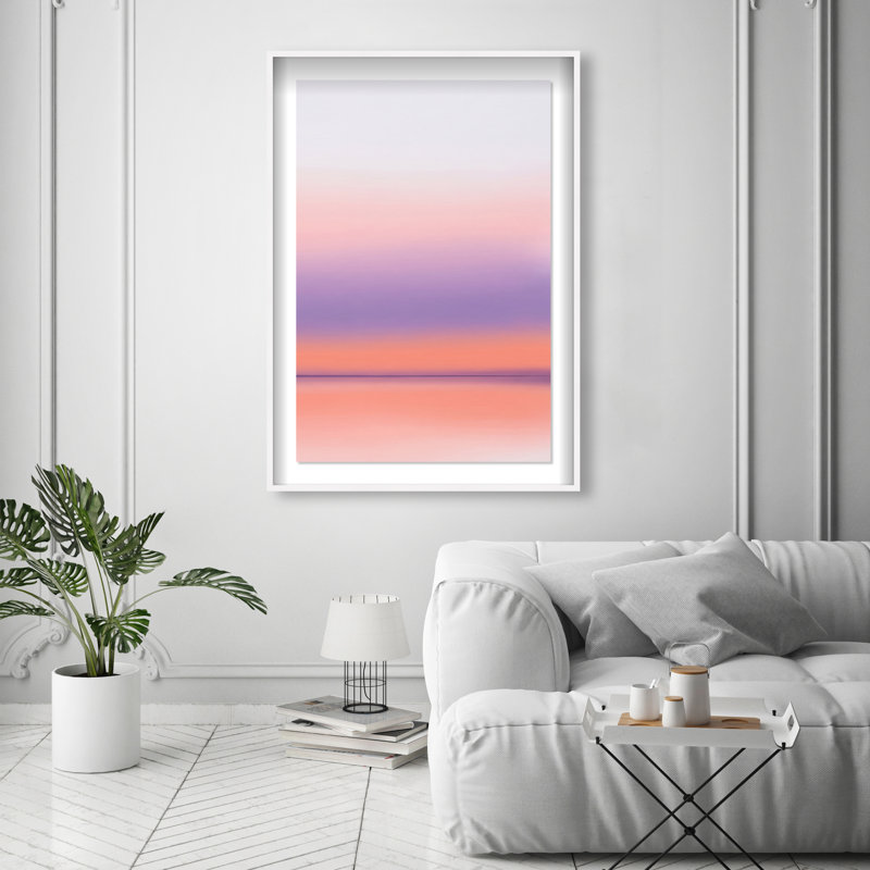 Peach Coastline Print by Oliver Gal, 16.5"H x 11.5"W, White Shadowbox