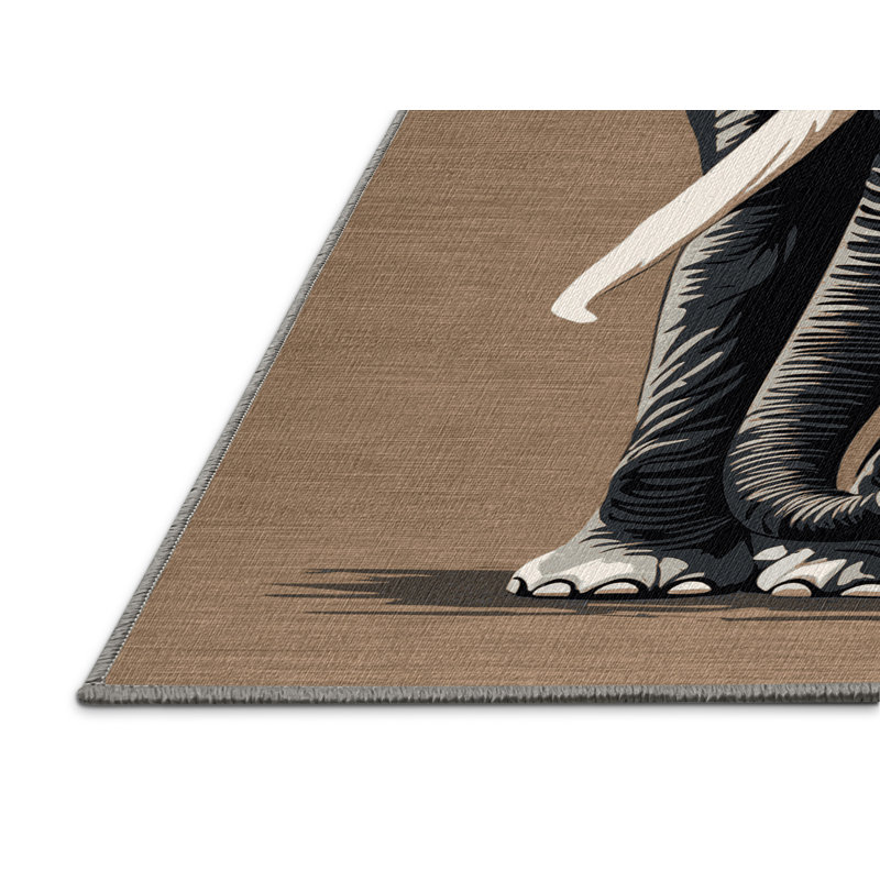  Tapis lavable avec éléphant d'Afrique, Rectangulaire 3 pi x 5 pi