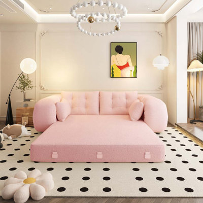 Teddy Fabric Foam-Filled Sleeper Sofa Bed
