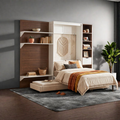 Lits gain d'espace avec rangement, lit escamotable moderne en bois MDF pour la maison