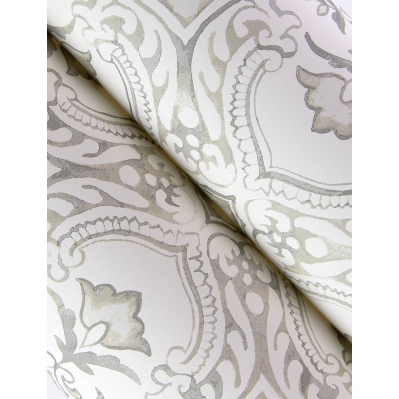 Papier peint motif floral Marjolaine, Gris