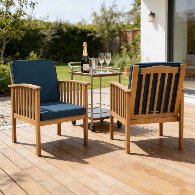 Ensemble de chaises de patio pour club, Bleu, Brown