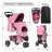 Foldable Pet Stroller, 3 Wheels Folding Carrier Jogger Stroller for Dogs Cats with Canopy and DIY Stickers-101628882