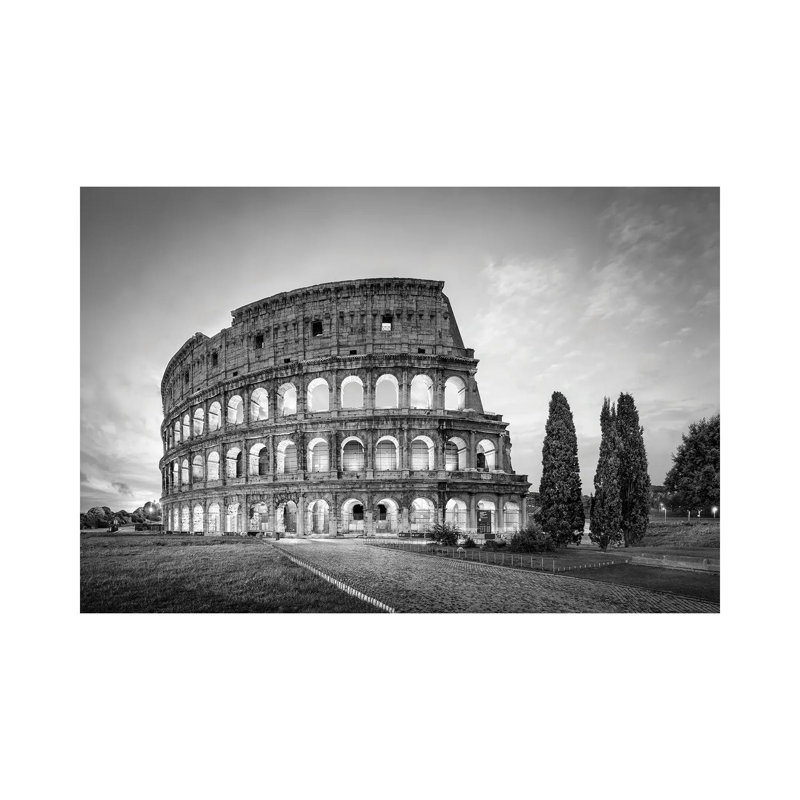Colosseum in Rome in Black and White 1 Piece Wrapped Canvas Wall Art, 101.6 cm H x 66.04 cm W x 3.175 cm D