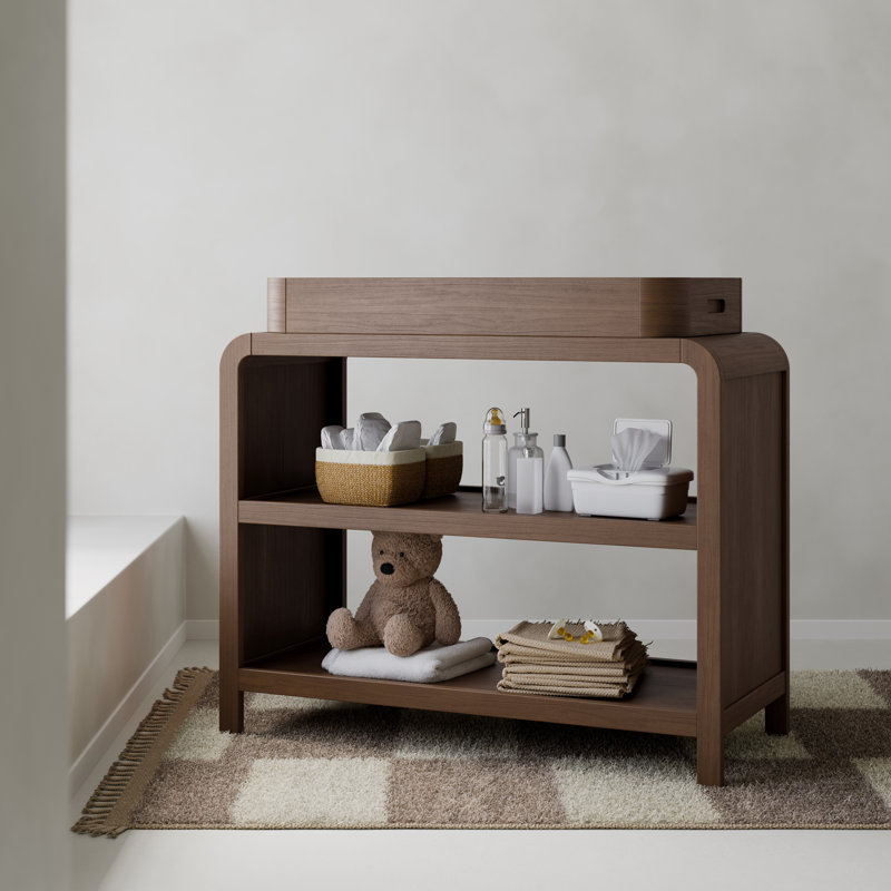Table à langer avec plateau amovible Santos, Noisette