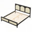 Lit plateforme en bois avec tête et pied de lit en rotin, fabrication robuste, aucun sommier requis, assemblage facile-1962434065-1962434079