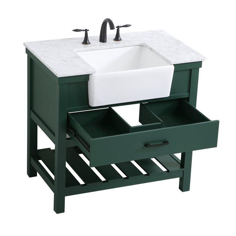 Meuble-lavabo simple 36 po Pelaghia, Vert