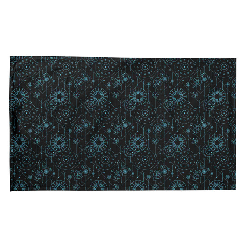 Tea Towel Kitchen Towel, Cotton Twill, Black/Blue