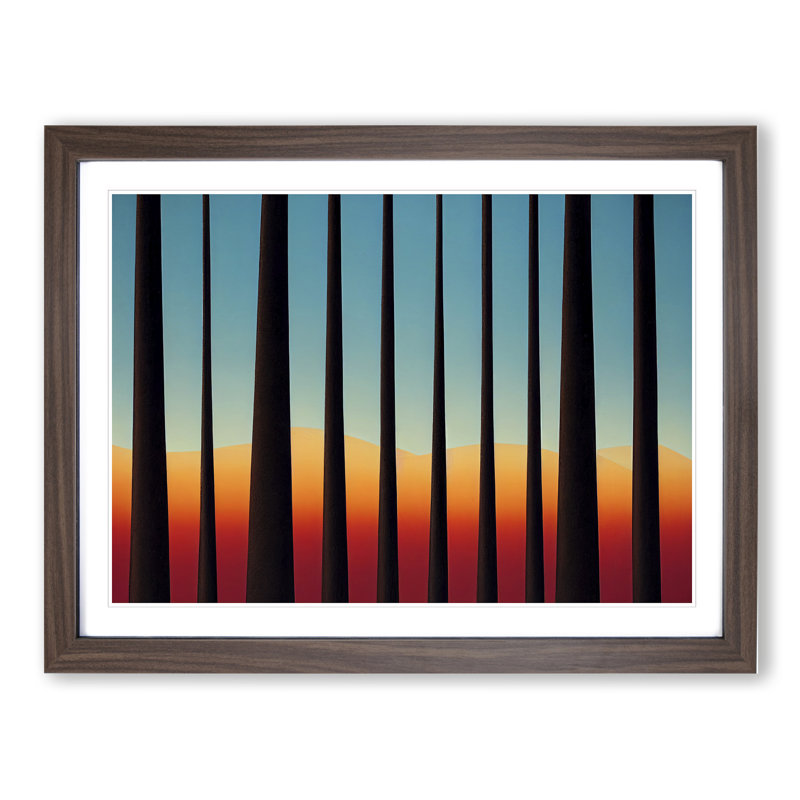 Bold Abstract Pine Tree Forest Vol.2 - Single Picture Frame Painting, 25cm H x 34cm W x 2cm D, Walnut Framed