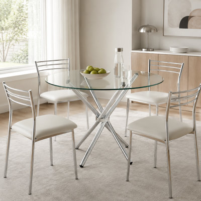 Table de salle à manger ronde moderne en verre trempé de 93 cm (36,6 po)