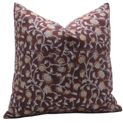 Housse de coussin bohémienne coussin de coton imprimé à la main coussin de coton indien housse de coussin bohème imprimé floral motif rustique fait à la main (himachal). 