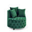 Fauteuil pivotant en velours confortable, conception à boutons, roues mobiles, idéal pour le salon, 3 coussins, crée une atmosphère