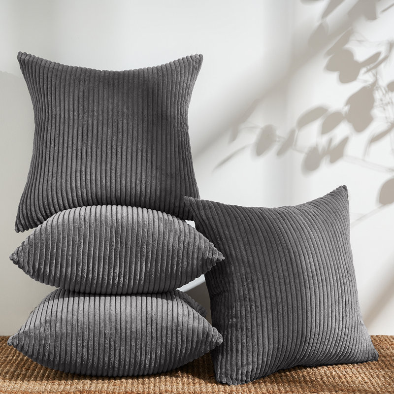 Corduroy Striped Corduroy Pillow Cover Square Modern Gradient Pillow Cases for Sofa,  Decorative Cushion Cover, 18"H x 18"W