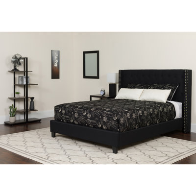 Aluino Tufted Upholstered Platform Bed w/ Memory Foam Pocket Spring Mattress
