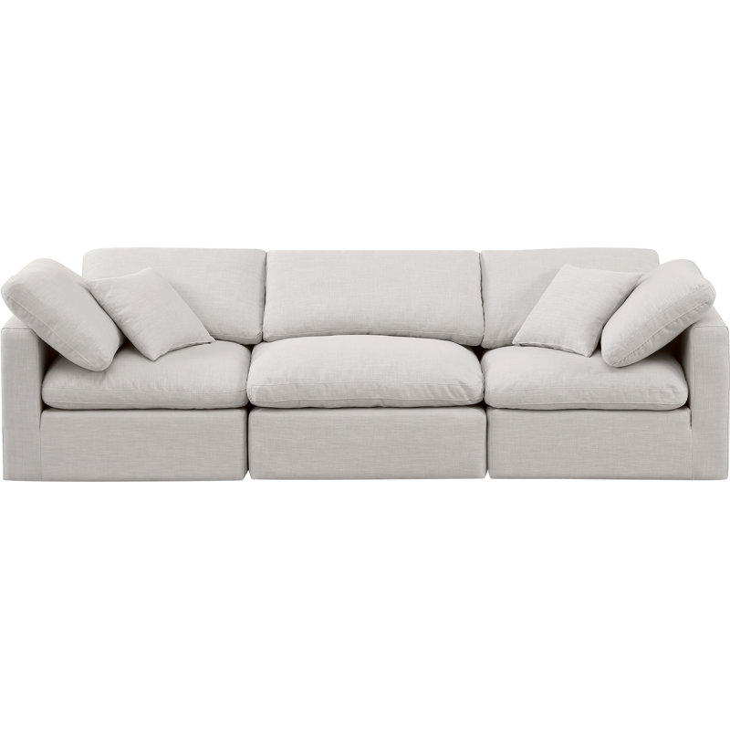 Itala 105" Upholstered Modular Sofa, Cream Linen Textured Fabric