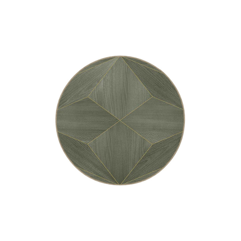 Green Geometric Patterned Woven Base Washable Rug, Round 4'11" Rug Pad Included