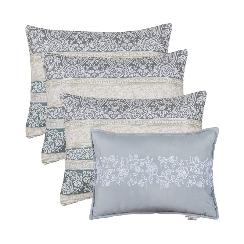 Microfiber Damask Coverlet with Pillow Shams Included